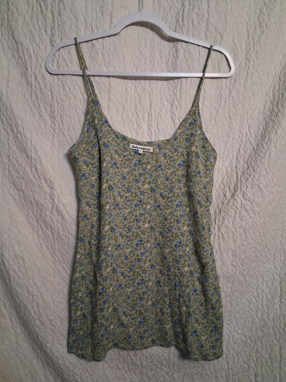 Reformation Green Floral Slip Tank Top/ Mini Slip Short Dress.